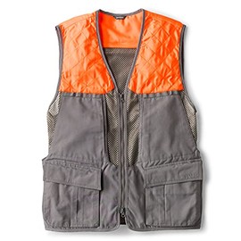 Orvis Men’s Upland Hunting Vest - Traditional Bird Hunting Vest with No-Leak Game Pouch and Blaze Upper, Granite Lower, XXL