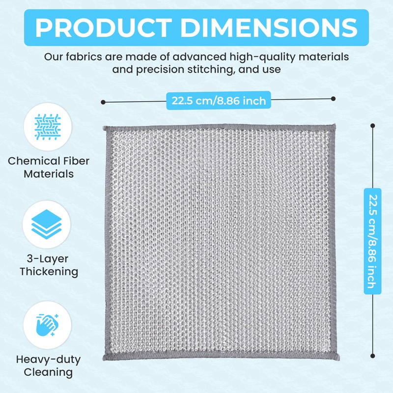 11 PCS Upgraded 3-Layer Non-Scratch Wire Dishcloths – Steel Wire