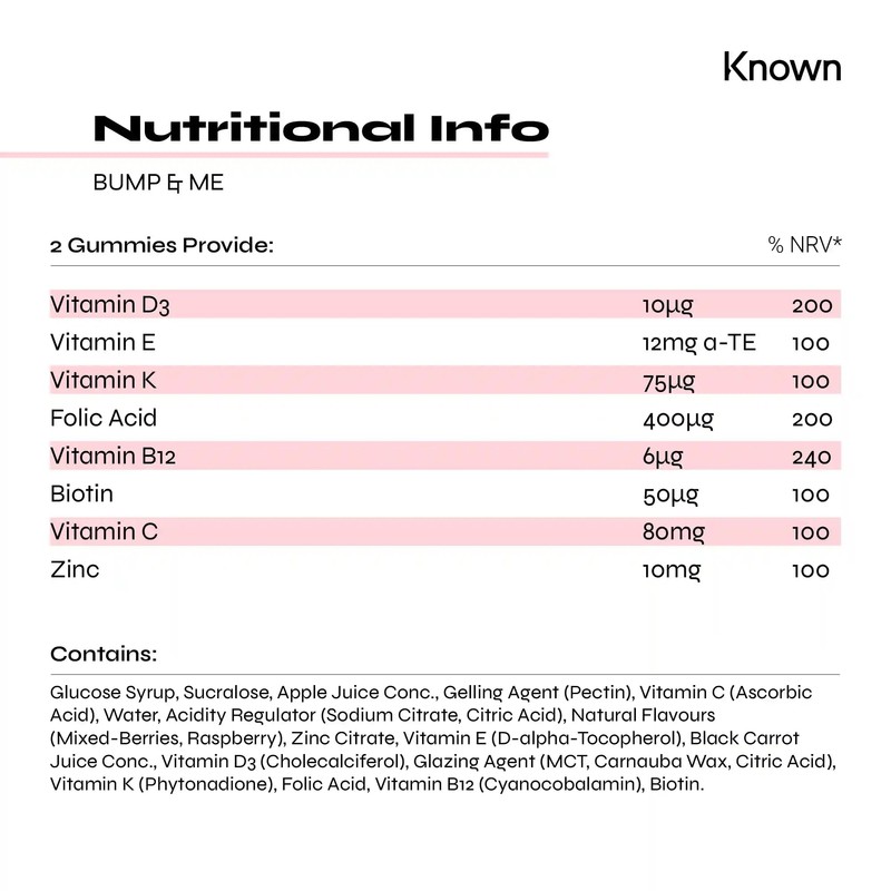 Vegan Bump and Me Folic Acid Pregnancy Vitamin Gummies for