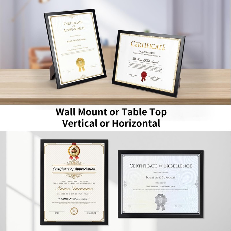 Giftgarden 8.5x11 Picture Frame Black, Certificate Award Document Diploma 8.5