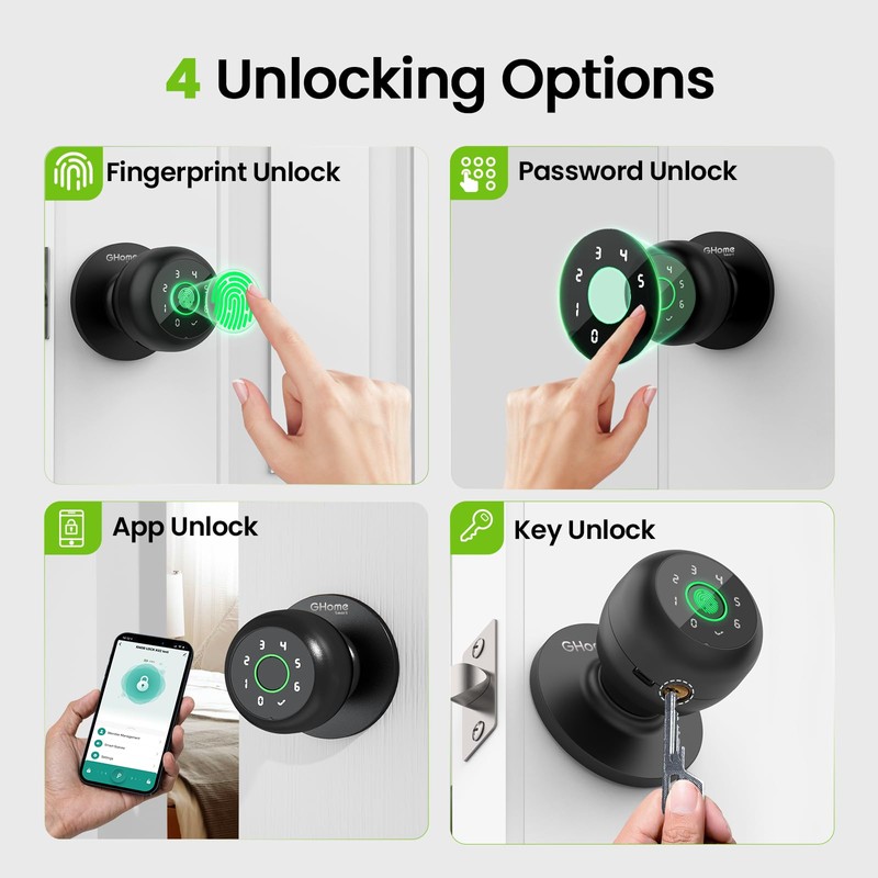 GHome Smart Fingerprint Door Lock, 4 in 1 Smart Fingerprint