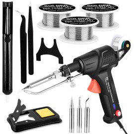 VEEVIIY Soldering Gun Kit, 120W Adjustable Temp Multi-Function Soldering Iron Set, Soldering Iron Kit for Electronics Welding Repair (10-Piece Set) (Black2)