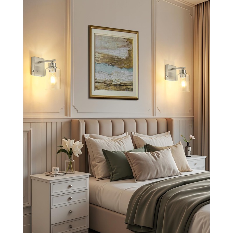 Rayogale Battery Operated Wall Sconce Set of 2, Rechargeable, Cordless,