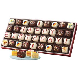 The Swiss Colony 'Happy Birthday' Petits Fours - Gourmet Mini Layer Cakes, Assorted Chocolate, Vanilla, Orange, and Lemon Flavored Treats