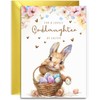 Goddaughter Easter Card - Bunny with Easter Eggs Design -