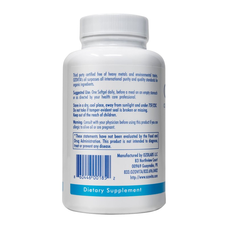 High Potency Ozonated Organic Extra Virgin Olive Oil Softgels 1000mg