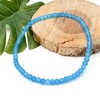 Bright Blue Anklet, 4mm Frosted Glass Beads on Elastic :
