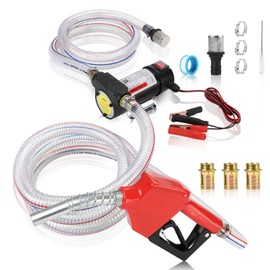 NIHAO 12V Diesel Fuel Transfer Pump Kit, Electric Self-Priming Transfer Pump with Automatic Shut-off Nozzle ＆ Hose for Diesel, Kerosene, Machine, Transformer Oil