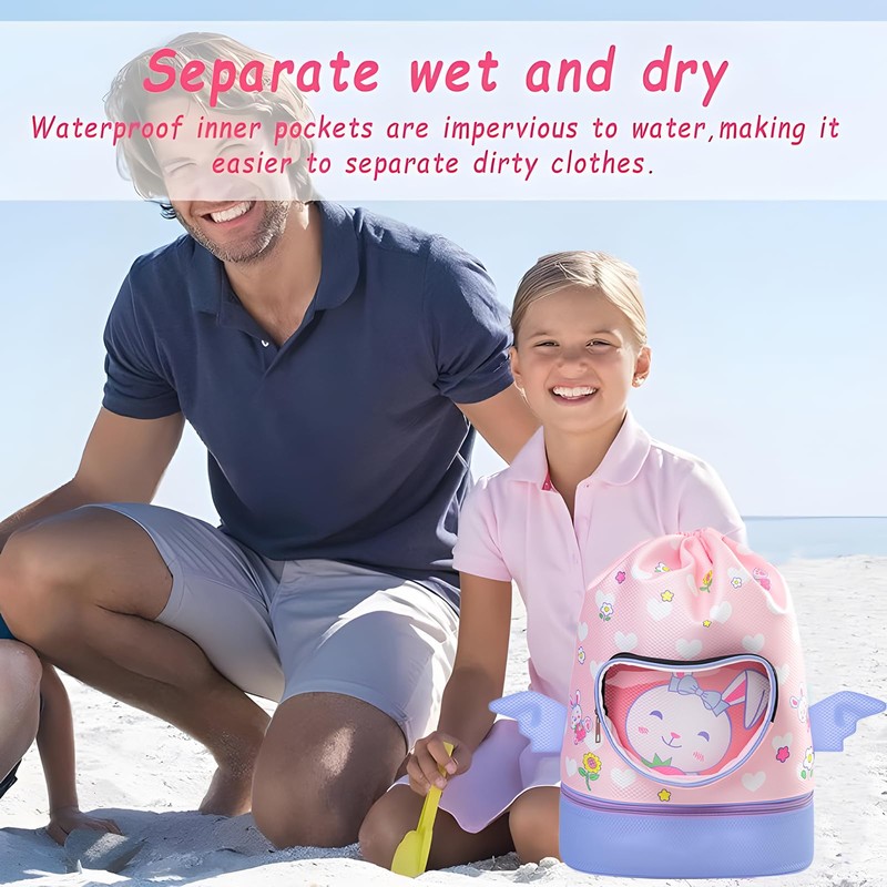 SilverChry Swimming Backpack Waterproof Children's Beach Backpack with Separation Shoe