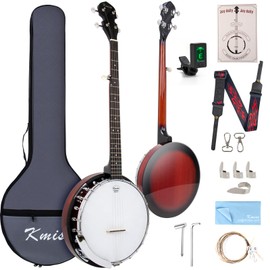 Kmise Banjo 5 String Banjos,Professional Full Size 38 Inch Open or Closed Back With Resonator, Bridge, Strings Pack, Finger Picks, Strap, Case, Tuner Accessories Set Gift Choice for Adults Beginner