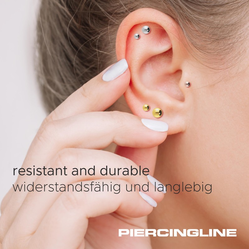 PIERCINGLINE Titanium Labret with Push Fit Ball Piercing Ear Helix