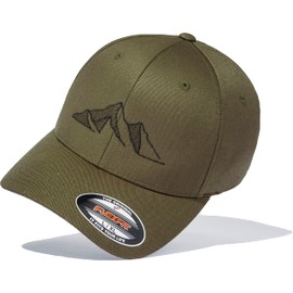 Outdoor Cap Men's Flexfit: Mountain Peaks Baseball Cap Men & Women Climbing Equipment Hiking Accessories, Olive Green