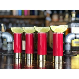 Durawe Company 12 Gauge Shot Glass, Set of 4 Shots with Pourer, Great Gift Drinking Glass Set for Men, Luxury Gift Set, Durable Plastic Shot Glasses