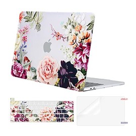 MOSISO Funda Compatible con MacBook Pro 13 Pulgadas M2 2024-2016 A2338 M1 A2251 A2289 A2159 A1989 A1708 A1706,Hojas de Rosa Carcasa Rígida de Plástico