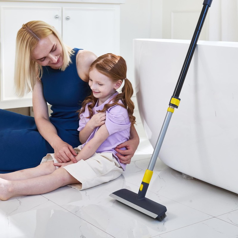 Yocada Floor Scrub Brush Telescopic Handle 2 in 1 Scrape
