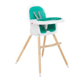 Dream on Me Lulu 2-in-1 Convertible Highchair in Atlantis Green | Compact High Chair | Lightweight | Portable