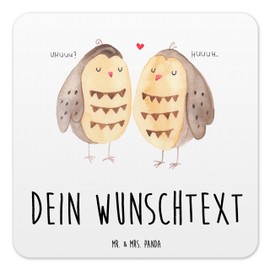 Mr. & Mrs. Panda 15er Set Personalisiertes Untersetzer Set Eulen Liebe - Personalisierte Geschenke, romantisch, Freundin Geschenk, Liebesgeschenk,