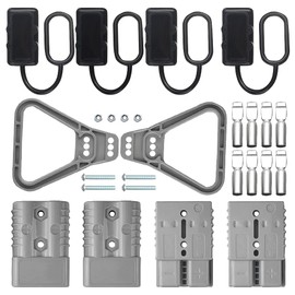 WMYCONGCONG 4 STÜCKE 175A 1/0 Gauge Batteriekabel Schnelltrenn-/Verbindungskabelbaum-Stecker-Kit mit Griff Elektrische Überbrückungskabel Stecker für Bergungswinde Auto Pkw-Anhänger, Grau