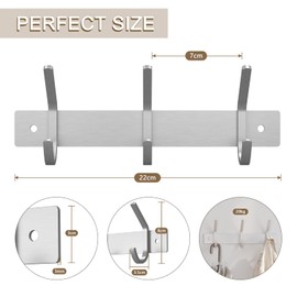 Dripex Coat Hook Rack Wall Mounted 304 Stainless Steel Hanger Heavy Duty Clothes Hat Holder (3 Hooks)
