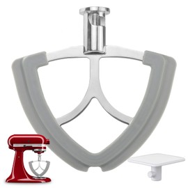Batidor de borde flexible de acero inoxidable, accesorios de paleta de batidor plano y accesorios para mezclador de Kitchenaid, se adapta a cuencos mezcladores de soporte de cabeza inclinable de 4.5 a