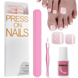 Rosa Künstliche Fußnägel - 120 Stück Glänzend Künstliche Zehennägel - Fussnägel Zum Kleben mit Werkzeuge - Vollständige Abdeckung Press on Nails Füße für Damen Frauen Nagelkunst DIY (Pink)