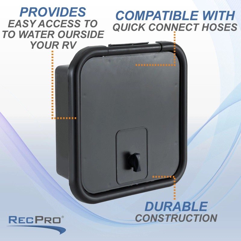 RecPro RV White Exterior Shower Box with Hot & Cold