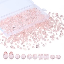 XIANNVXI 800 Pcs Pink Beads Glass Beads for Jewelry Making Assorted Crystal Beads with Box Glass Beads Bulk for Crafts DIY Necklace Bracelet Earring-4/6/8 mm,Pink Beads