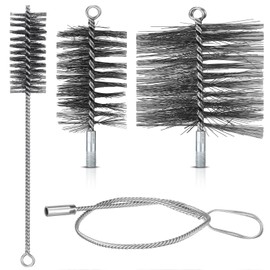 Sinmoe Stove Pipe Brush Set 80 mm 150 mm Boiler Brush Wire 4 cm Wire Tube Brush Total Length 30 cm Chimney Brush with Flexible Flex Rod 100 cm Chimney Sweep Wire Brushes for Fireplace Boilers
