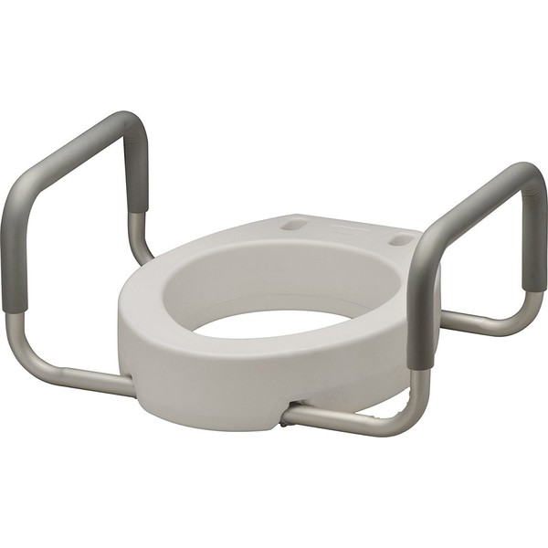 NOVA Medical Products Toilet Seat Riser with Handles, White, 1