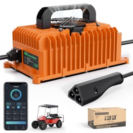 10L0L 15 Amp 48 Volt Golf Cart Charger for EZGO RXV & TXT, Smart Golf Cart Battery Charger, 3 Battery Types Support, Battery Repair, Automatic Power Recharge, IP67 Waterproof, 3-pin Triangular Plug