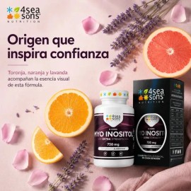 4 Seasons Nutrition | Myo Inositol & D-Chiro 750 mg | Suplemento Alimenticio, Fórmula Avanzada | Sin Conservadores | Vegano, Sin Gluten, Sin Azúcar, Sin Soya | 120 Cápsulas