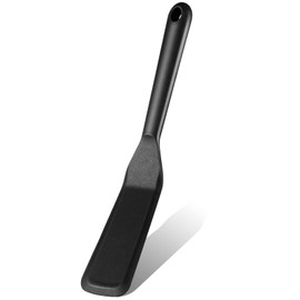 Espátula fina de silicona para tortillas, espátula larga de crepé, resistente al calor, espátula antiadherente para panqueques para cocinar hamburguesas de huevo, pizza, panqueques, filetes, tortillas, crepes (1, negro)