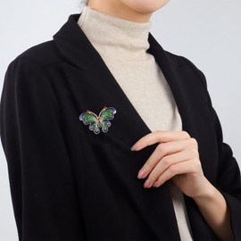 QLUYCKW Crystal Butterfly Brooch Pin for Women Dainty Fashion Colorful Rhinestone Butterfly Insect Brooches Dress Suit Accessories Party Decoration Charm Jewelry (Blue Green)