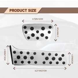 Aluminum Alloy Accelerator Brake Pedal Set, Compatible with Toyota Camry 2018-2023 RAV4 Avalon 2019-2023 Highlander 2020-2023 Sienna Venza bZ4X Prius Crown for Lexus ES LS 2018-2023 (Silver)