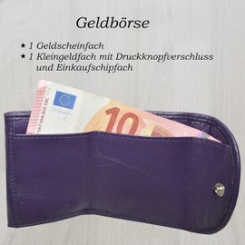 flevado Small Mini Purse Party Purse Bakers Purse Children's Purse Real Leather 6 Colours Available, purple, Modern