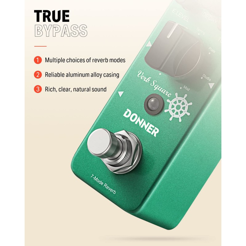 Donner Reverb Effector 7 Modes Modulation Verb Square