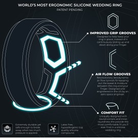 ThunderFit Silicone Rings for Men, Breathable Patterned Design Sleek Step Edge 8mm Wide 2.2mm Thick - 1/2/3/4/5/6/7 Variety Multipack (Gunmetal, Grey Camo, Black, Grey, Bronze, 6.5-7 (17.3mm))