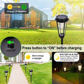 ivSunTEK Solar LED Pathway Lights for Outdoor Garden - 4 Pack Waterproof Lighting to Brighten Your Path, Patio, Yard, and Walkway