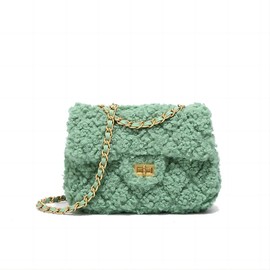 Women Plush Shoulder Bag Fashion Fluffy Crossbody Purse Soft Warm Shopping Dating Bag with Adjustable Chain Strap Indie Cute Tote Bags(Green)