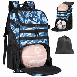 TRAILKICKER Basketball Backpack Camo Sports Backpack with Ball Compartment Fit Soccer Football Volleyball Training Equipment Bag for Team School Gym