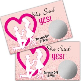 Haizct 50 Pack She Said Yes Scratch Off Game, Proposal Scratch Cards for Couples, Engagement Bachelorette Party Games, Bridal Shower, Wedding Shower Ideas, Bridal Lottery Tickets, Baby Shower
