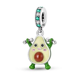 CYCUFF 925 Sterling Silver Charms Suitable for Charm Necklaces, Bracelet Pendants Beads Jewellery Gift for Women (Dumbbell Avocado Charm)
