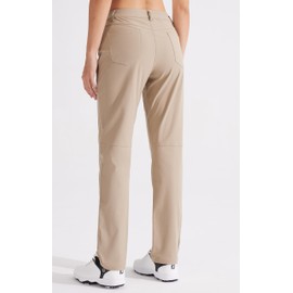 Libin Women's Golf Pants 29" Stretch Straight Leg Work Dress Slacks Office Business Casual Pants for Hiking Travel Lightweight,Khaki 06