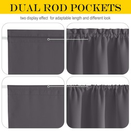 NICETOWN Blackout Rod Pockets Door/Window Curtain Back Door Side Panels for Privacy - 30W x 72L Blackout Thermal Insulated Classroom Curtains Lockdown Shade for French Door - 1 Panel, Grey
