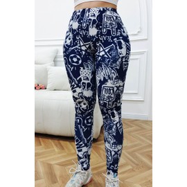Women's Fashion Print Leggings Yoga Pants Cartoon Patterns One Size for Fitness Jogging Gymnastics