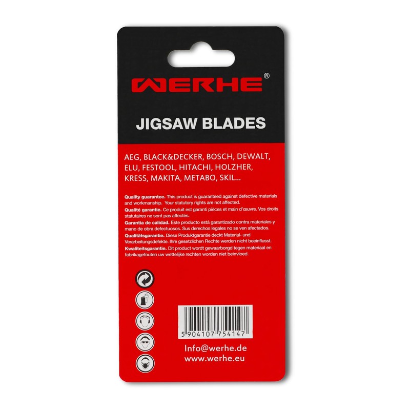 WERHE Jigsaw Blades T118B HSS – for thick sheet 2.5–6.0