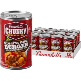 Campbell’s Chunky Soup, Texas-Style BBQ Burger with Natural Smoke Flavor, 18.8 oz Can (Pack of 12)