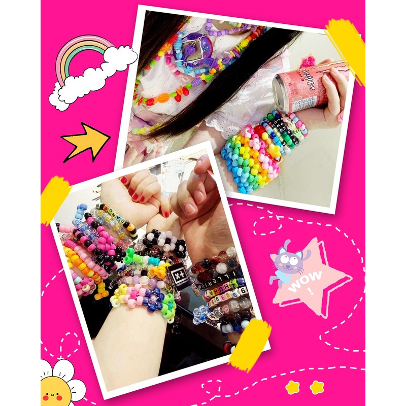 Pony Beads 5300pcs, Rainbow Kandi Beads Bulk for Bracelet Making,