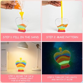 MAGICACORN Glow Sand Art Kit for Kids – DIY Creative Craft Activity, Sand Art Bottle with Glow-in-The-Dark Effect, Arts and Crafts Gift for Kids Age 5-12, Fun Busy Activity, Gift Ideas (Heart)