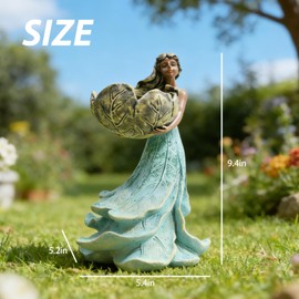 Resin Fairy Bird Feeder for Outdoor Garden Decor – 9.4 Inch Tall Statue Doubles as Birdbath or Water Dish, Weather-Resistant & Lightweight, Whimsical Accent for Yard, Patio, Balcony